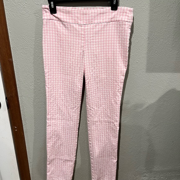 J. McLaughlin Pants - J. McLaughlin Women's Pink and White Gingham Straight Leg Pants Lace Cuff Size 8